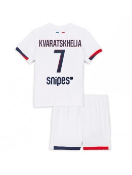 Paris Saint-Germain Khvicha Kvaratskhelia #7 Replika Borta Kläder Barn 2025-26 Kortärmad (+ byxor)
